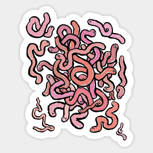 A tangle of worms Sticker